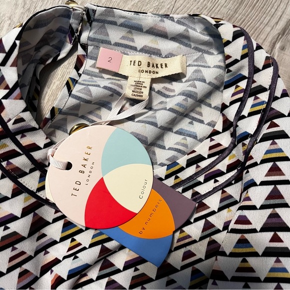 NWT Ted Baker sz 2 Karleen triangle print polyester shift dress $295 - Picture 15 of 16